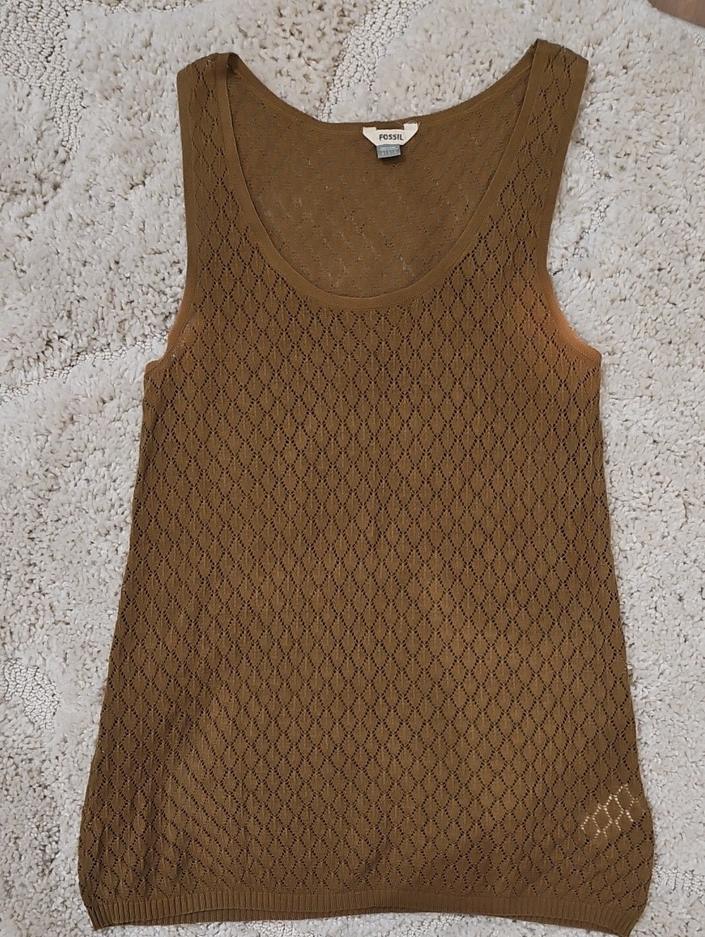 Fossil Women's Brown Openwork Knit Tank